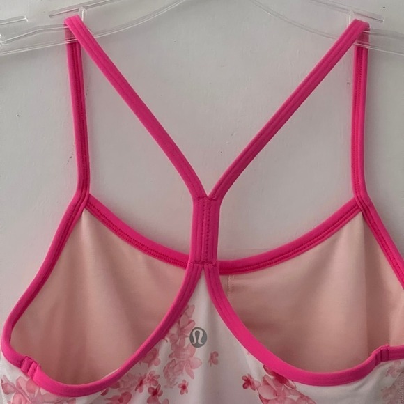 Lululemon Floral Racerback Tank White Pink 4 NWOT - Picture 11 of 13